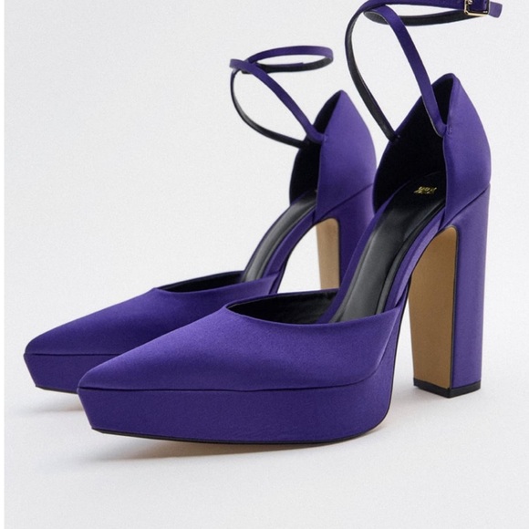 ZARA HEELED PLATFORM SHOES PURPLE - Picture 1 of 5